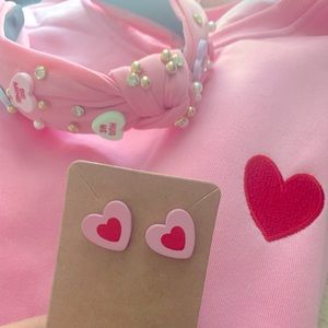 Pink and Red Heart ❤️ Stud Earrings